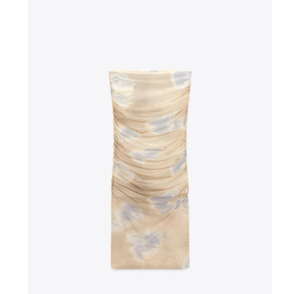 Zara Beige and Gray Midi Skirt